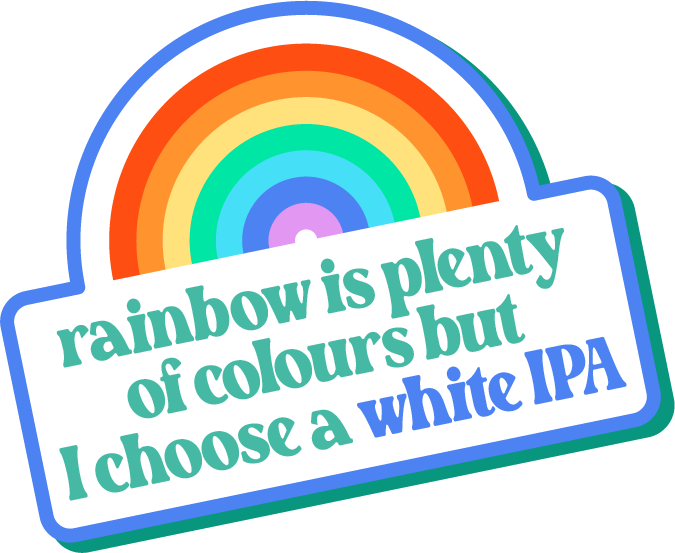 rainbow white IPA sticker